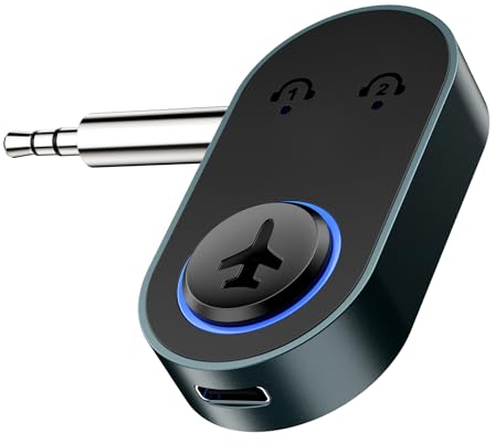 ORIA Adaptateur Bluetooth 5.3, Transmetteur Bluetooth Sans Fil avec Double Connexion, 16 Heures d'Autonomie, Charge de Type C, Adaptateur Audio Sans Fil pour Avions, Téléviseurs, Ordinateurs de Bureau