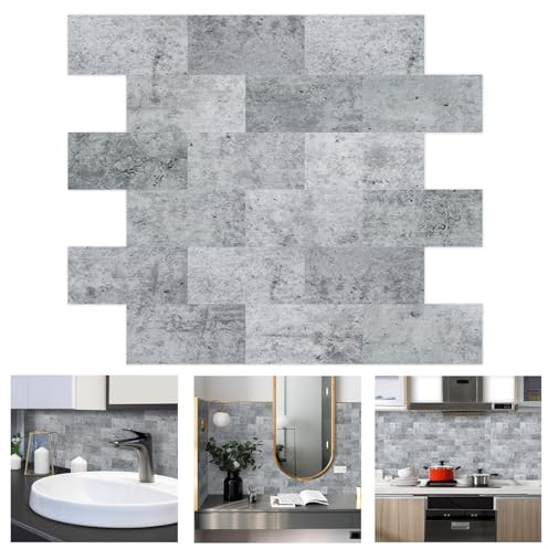 TANYEAR 10 adesivi per piastrelle da cucina, piastrelle adesive per bagno, cucina, pannelli da parete in vinile, piastrelle autoadesive, in PVC, 34 x 29 cm (colore E)