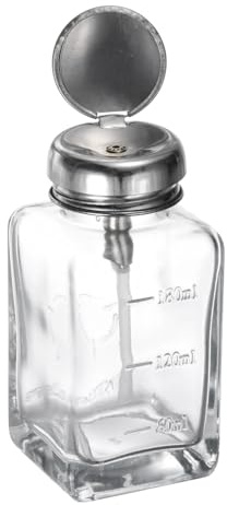 QUARKZMAN 6oz / 180ml Glas Pumpe Spender Flasche Quadratische Klare Flüssigkeit Pumpe Drücken Nach Unten Drücken Alkohol Behälter mit Metall Klapp Deckel für Makeup Entferner