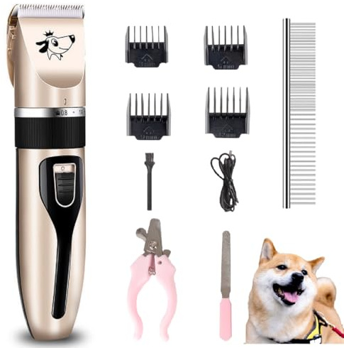Cakapet Dog Clippers Grooming Kit and Paw Trimmer,Cordless,Low Noise, Electric Quiet,Rechargeable, Dog Trimmer Grooming, Pet Hair Clippers for Thick Coats,Shaver for Small and Large Dogs Cats