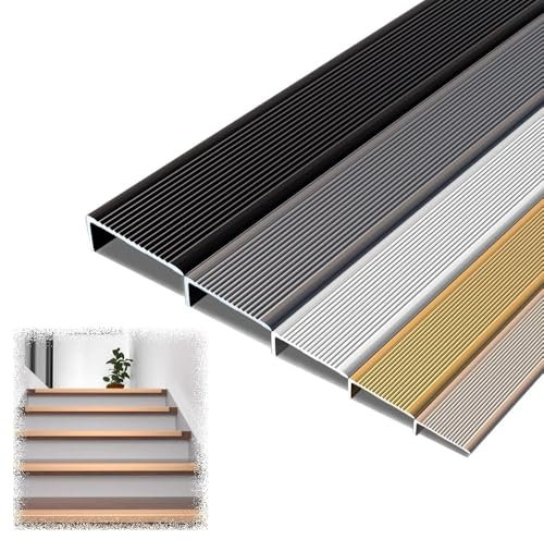 IMUNKT StufenKantenschutzprofil 50cm-140cm, Treppenkantenprofil Antirutsch Aluminium Winkelprofil, Breite:50mm Höhe:30mm, Treppenwinkel, Treppenprofil Für Innen Außen(Grey,L130cm/51in)