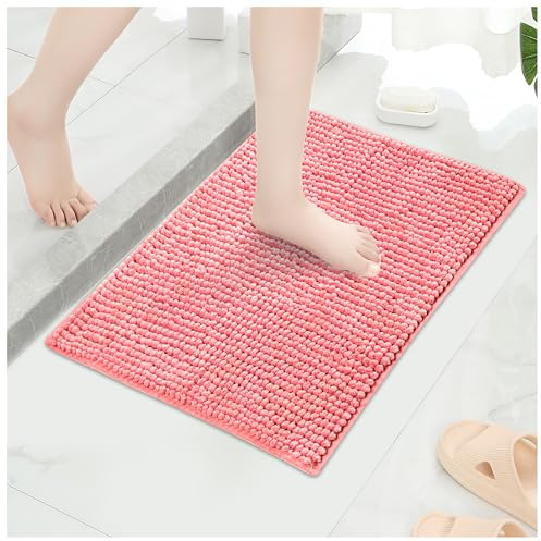 Qirc Badematte, rutschfest, saugfähige Badematte, groß, weich, luxuriös Haustierteppich, Dicke, waschbare Duschmatte, für Küche, Eingang, Schlafzimmer, Innen- und Außenbereich (Rose, 60 x 40 cm)