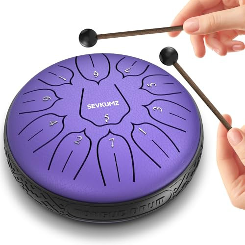 Steel Tongue Drum 6 Zoll D-Dur Handpan11 Töne Zungentrommel Schlaginstrument - Professionelles Set für Meditation/Yoga/Klangtherapie | Leicht zu spielen für Anfänger