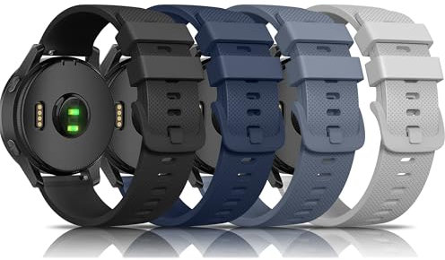 4 Pack for Garmin Forerunner 245 Straps, Garmin Vivoactive 5 Strap, Venu SQ Strap, 20mm Soft Silicone Replacement Wristbands for Forerunner 55/645/245 Music Smartwatch