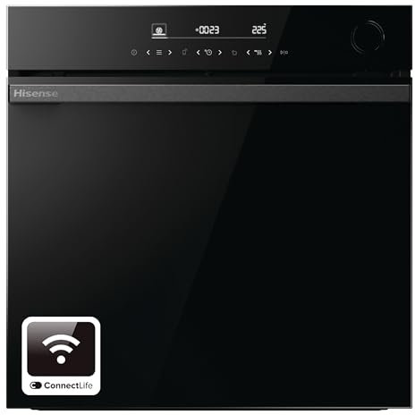 Hisense Electric Single Oven, A+ Energy Rating, 59.5 x 59.5 x 56.4 cm, 13 Programmes, Steam and Air Fry Function, Black