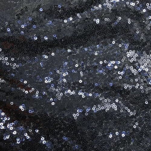 YKAFADE Pailletten Stoff 135cm * 2m Glitter Stoff zum Nähen Meterware Glitzer Paillettenstoff Dekostoff Kostümstoff für Hochzeit Kleid Dekoration DIY Tisch Tutu Rock Party Deko -Dunkelblau