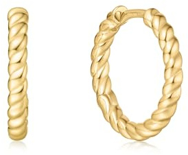 ANIA HAIE Damen Creolen Chill Voyager Texture Medium Huggie Hoop aus 925 Sterling Silber, Größe: 12 x 2,2 mm, inkl. Geschenkverpackung