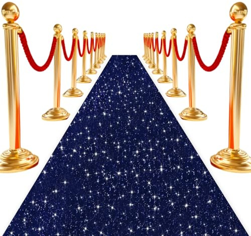 ROMANKAS Glitzer-Gangläufer für Hochzeitszeremonie, Marineblau, 1,2 x 6,1 m, Event-Teppich, Gangläufer, Pailletten-Gänge, schimmernder Teppichläufer für Party, Babyparty, Brautempfang, Dekoration