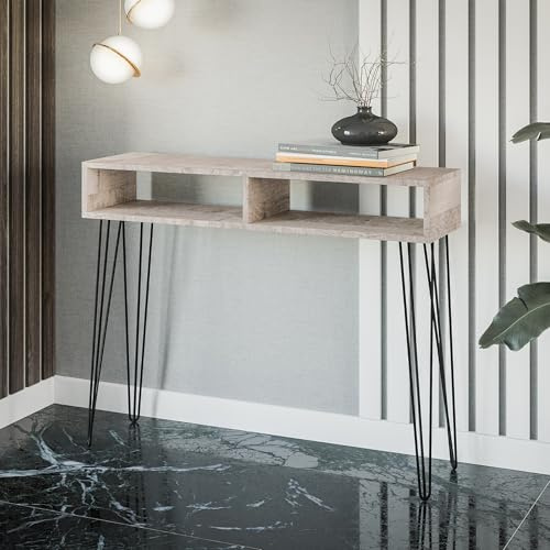 PROROOM FURNITURE MAE Schmaler Konsolentisch 110x30 cm Flurtisch Wandtisch Moderner Schminktisch Platin Eiche