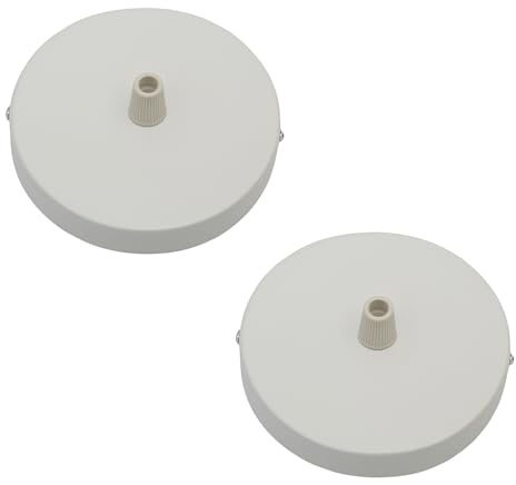 2 Pack White Ceiling Rose Light Fitting 100mm Cover Plate Canopy Kit with Accessories for Chandeliers Ceiling Lights Wall Lights Hanging Lamps (Single Outlet - Side Fitting)
