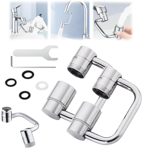 1080° Drehbarer Wasserhahn-Extender,2 SprüHmodi,Schwenkbarer MultifunktionsbelüFter,Spritzfilter FüR WasserhäHne Mit 22/24 Mm Gewinde,Kann BadezimmerspüLe Und KüChenspüLe Verwendet Werden(2Pcs)