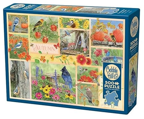 Cobble Hill 500 Teile Puzzle - Gartenvögel im Herbst - Beispielposter enthalten