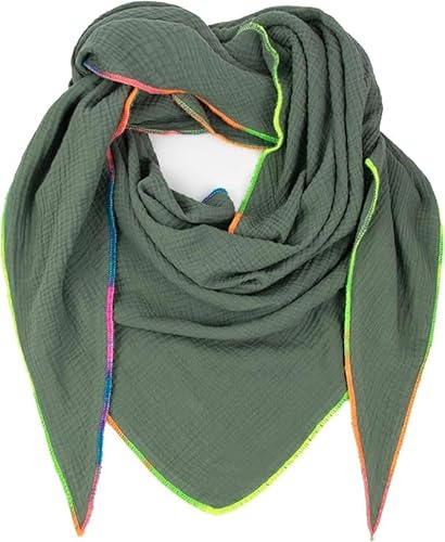 Gloop Damen XXL Dreieckstuch Halstuch Schal Ohne Kratze an Haut | Herbstschal Sommerschal dünner Schal Weich viele Farbkombinationen Leichter Schal Made in Italy