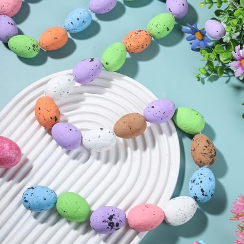 Skeadex Osterdeko Ostereier Girlande, Ostereier Ostergirlande Frühlingsgirlande Künstliche Girlande Ostern Deko Eiergirlande Frühlingsdeko Osterkranz Haustür für Innen Außen Party Deko (1.5m)