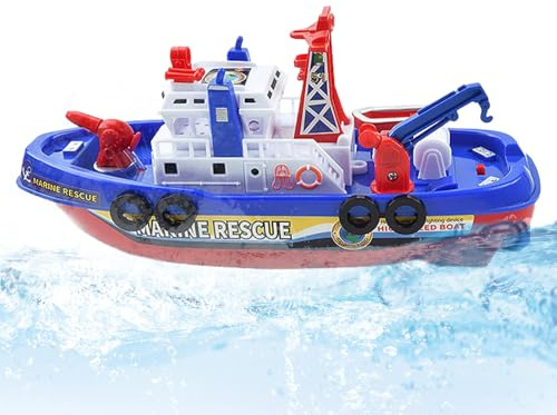 Generisch Bateau de pompier - Jouet d'eau électrique avec spray d'eau automatique et musique - Jouet de salle de bain à piles