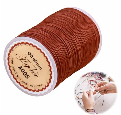 0,5mm x 80m Gewachste Baumwollschnur für Schmuckherstellung & DIY, Braunes Knüpfgarn Reißfest, Braun Gewachster Faden Für Armbänder, Gewachste Kordel für Perlenketten, Armbänder, Makramee