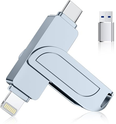 [Ohne App] USB Stick 512GB für iPhone, MFi USB C Stick,Lightning,USB-A | 3-in-1 Speicherstick für iPhone,iPad,OTG Android Handy,Mac,PC,USB 3.0 Flash Drive Externer Speicher für Fotos,Videos,Dateien