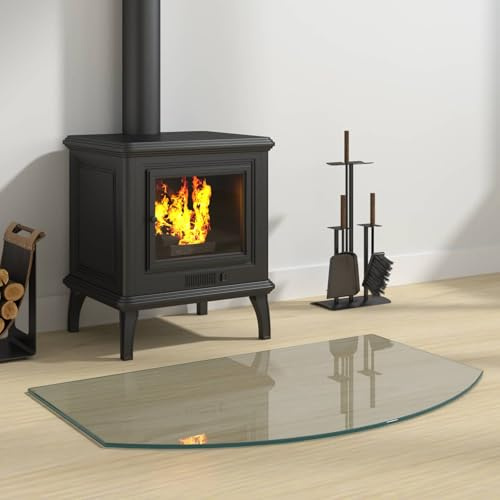 GeenYuu Placa de cristal transparente de 80 x 50 cm de cristal templado, placa para chimenea y estufa de pellets, protección contra chispas y protección contra incendios, protección del suelo para
