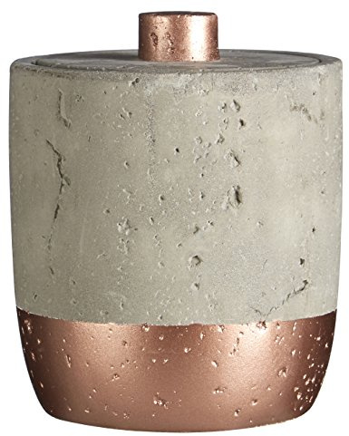 Premier Housewares Housewares Neptune Cotton Jar with Lid, Concrete, Grey/Copper, 10 x 10 x 12 cm
