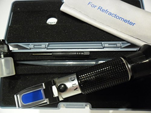 FSR Refraktometer mit ATC Brix Zuckergehalt 0-32% Zuckergehalt und Bierwürze SG Wort 1000-1130, Traubenmost, und Konzentrationen von Getränken, Bierbrauen, mit Kalibrierflüssigkeit 3012