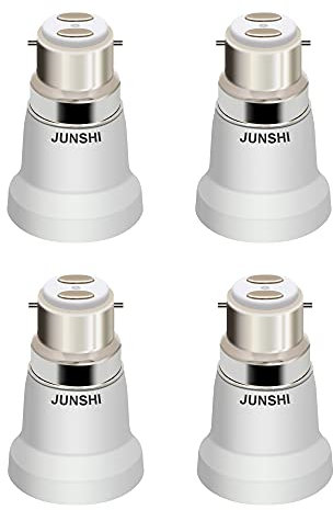JUNSHI 4-Pack B22 to E27 Adapter Lamp Socket Converter Maximum Wattage 200W Heat Resistant up to 150℃ Fire Resistant Converts B22 Bayonet Fitting to E27 Edison Screw-in Socket
