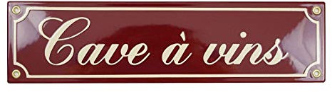 Plaque emaillée CAVE À VINS 9x35 cm | panneau de portes | signalétique sous-sol