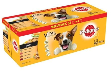 Pedigree Variety Pouch in Gravy 40 X 100g, transparent(Packaging may vary)