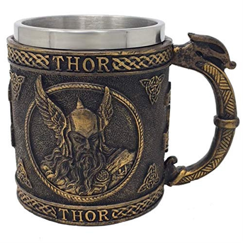 Thor Krug Relief Edelstahl Becher nordische Mythologie Wikinger