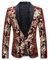PYJTRL Herrenmode Samt Pailletten Blumenmuster Anzugjacke Blazer (3XL, Weinrot 01)