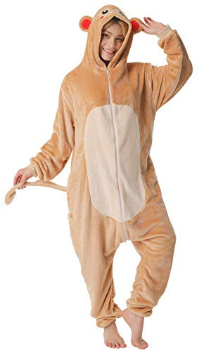 corimori 1852 Louis der AFFE Damen Herren Onesie Jumpsuit Anzug Einteiler Kostüm Verkleidung Gr. 170-180cm, Hellbraun