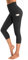 OUGES Damen Sport Leggings 3/4 High Waist Capri Leggins Yogahose Blickdichte Sporthose mit Taschen (Schwarz-20inch,M)