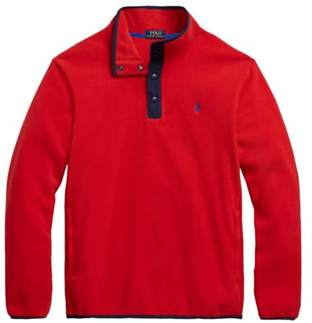 POLO RALPH LAUREN Herren-Fleecepullover mit Druckknopfverschluss, Rot 001, Medium