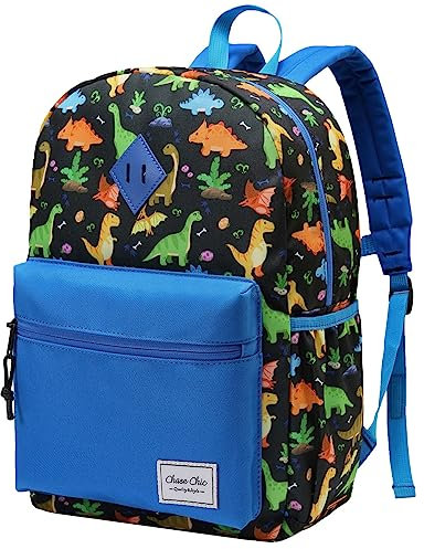 Chase Chic Kinderrucksack für Jungen,Leicht Wasserabweisend Rucksack Kinder mit Brustgurt,Kleinkind Schulrucksäcke für Schule und Ausflüge Blauer Dinosaurier