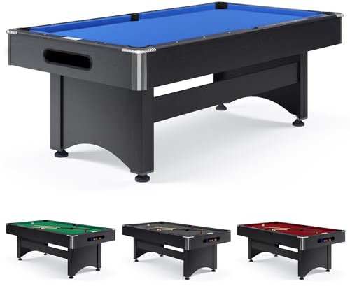 Sportime Pool Billardtisch Galant | 8 ft | Pooltisch mit Punktzählwerk, Kugelrücklaufsystem, Naturkautschuk Banden | Spielfläche 224x112 cm | Royal-Blau | Markenqualität