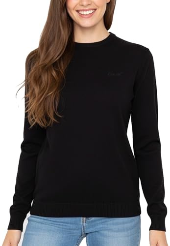 Cocain underwear Damen Basic Strickpullover 100% Baumwolle Langarm S-XXL | Pullover mit Logo einfarbig Rundhals Sweatshirt M L XL XXL 3XL atmungsaktiv bequem weich hautfreundlich