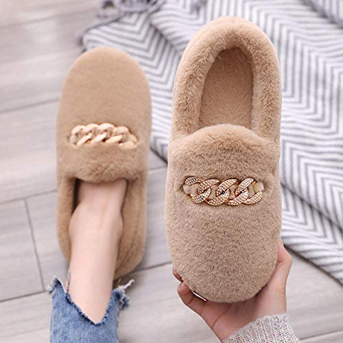 ZYYCAOMFF Hausschuhe Slipper Pantoffeln Home Indoor Warme Damen Hausschuhe Warme Flache Schuhe Weibliche Slip On Home Damen Hausschuhe Weiche Schuhe-Kaqi1_9