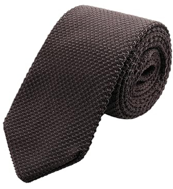 WANYING Herren 7cm Schmale Strickkrawatte 2,75 Zoll Gestrickte Narrow Krawatte Retro Sporty Casual Büro Basic für Gentleman - Einfarbig Dunkelbraun