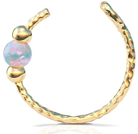 Kleiner Opal Fake Nasenring - 14K GOLDGEFÜLLT - Kein Piercingloch Erforderlich- Clip Faux Nasenpiercing