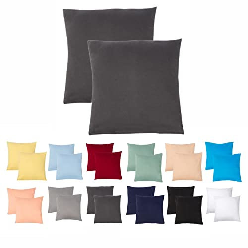Livessa 2er Set Kissenbezug 50x50 aus%100 Baumwolle Jersey Stoff - Verdeckter Reißverschluss, Kopfkissenbezug 50x50 cm, Kissenhülle, Ultra weich und atmungsaktiv, Oeko-Tex Zertifiziert