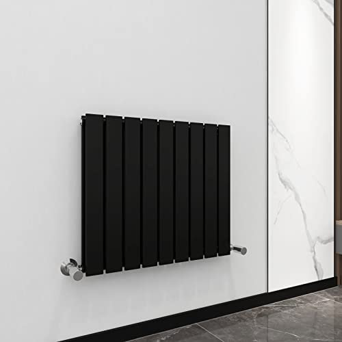 Radiator Horizontal Vertical Designer Flat Panel Central Heating Radiator 600mm Height (600x612mm Double, Black)