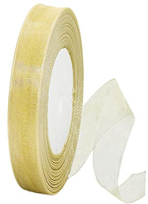 15mm Abricot Ruban en Mousseline de Soie Transparente pour Emballage Cadeau,45m Organza Tissu Rubans Décoration Cadeau Noel Anniversaire Bouquet Mariée Mariage Décoration & Bricolage DIY
