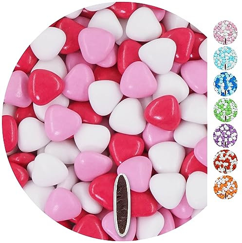 EinsSein 1kg Dragees mariage au chocolat cœur Mix médium blanc-rose-rose foncé brillant dragées baptême communion amandes feter et recevoir fêter de fete couleur pas cher aux bombe tag voir mes etui