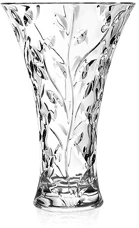 RCR ‘Laurus’ Decorated Crystal Vase for Flowers (302mm) – LUXION© Crystal Glass: Strong, Durable & Dishwasher-Safe – Luxury Home Décor/Wedding Table Decorations