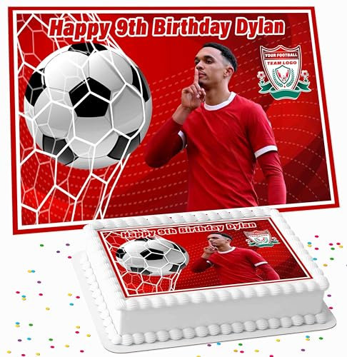 FOOTBALL TEAM FAVOURITE PLAYER PERSONALISED BIRTHDAY EDIBLE ICING LARGE CAKE TOPPER DECORATION SUITABLE FOR USE ON COSTCO CAKE RF-9