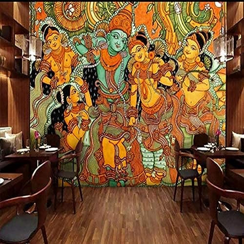 XLMING 3D Wallpaper Indian Buddha Painting Decorative Background Hotel Bedroom Gallery Mural 3D Wallpaper Paste Living Room The Home Restaurant Wall for Bedroom Mural-150cm×105cm