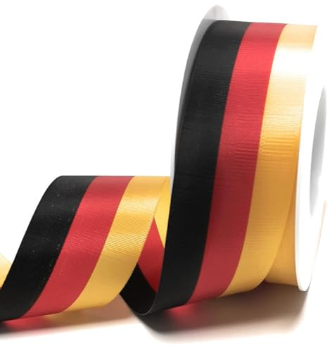 Nationalband 25m x 40mm Schwarz - Rot - Gelb Vereinsband Ordensband Fanband Dekoband Deutschland BRD