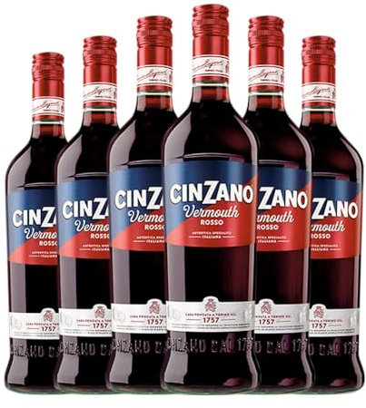 Vermut Cinzano Rosso Botella Misil 1 L (Caja de 6 Botella Misil de 1 L)