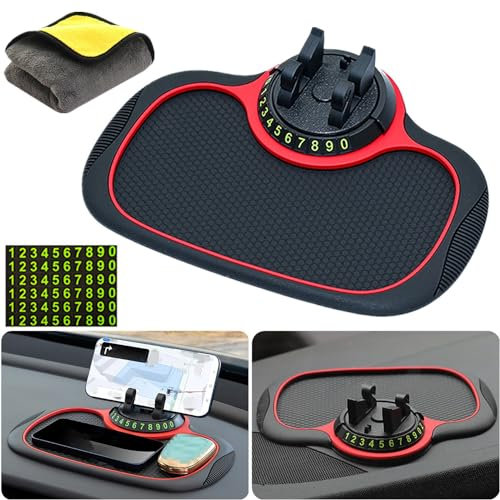 Support de Téléphone Automatique de Tapis Antidérapant de Voiture Multifonction, Universels Tapis Antidérapant pour Tableau de Bord de Voiture avec Support de Téléphone Rotatif à 360 ° (1 Pièce)