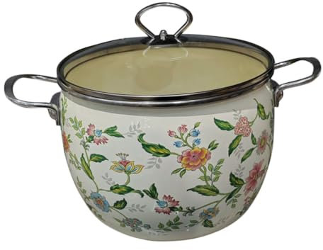 Cabilock Emaillierter Kochtopf Mit Deckel Vintage Suppentopf Für Induktionsherde Doppelter Griff Stabiler Boden Für Kleine Haushalte Einweihungsgeschenk