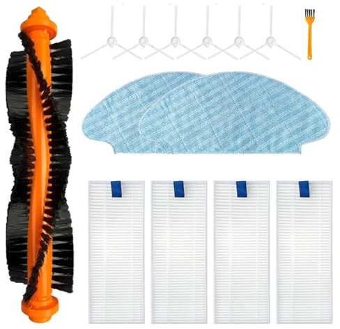 Fixbetter Set di accessori per Rowenta Explorer 20/40/45 Series RG687/RRR682/RRR688/isweep x3 pezzi di ricambio per aspirapolvere robot, 1 spazzola rotelle, 4 filtri, 2 tamponi, 6 spazzole laterali, 1
